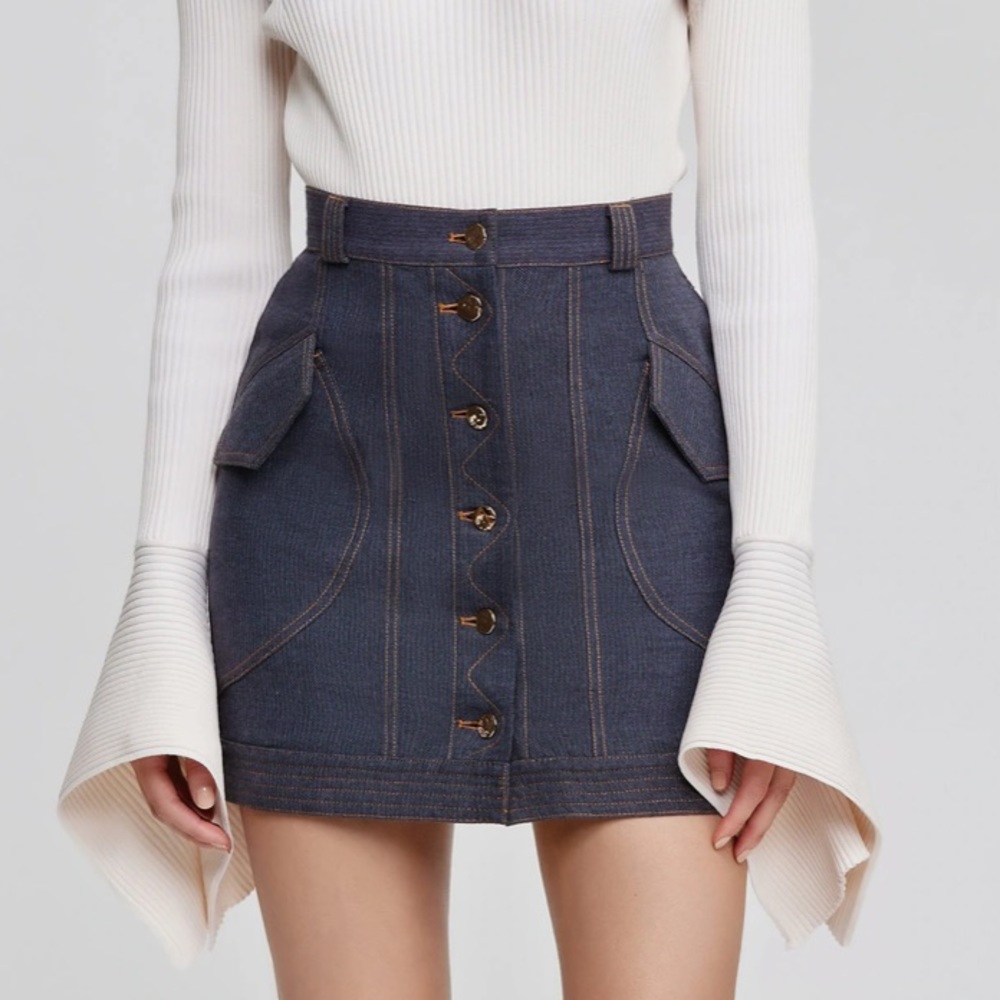 ACLER ROSANNA DENIM MINI SKIRT 6 AU/ 2 US